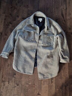 Women H&M Black & Cream Houndstooth Shacket Xxl